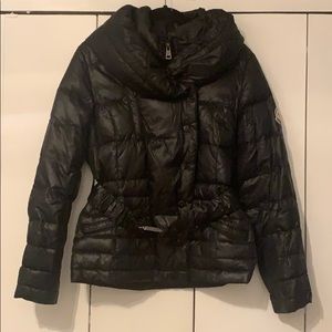 Womens Black Moncler puffer coat